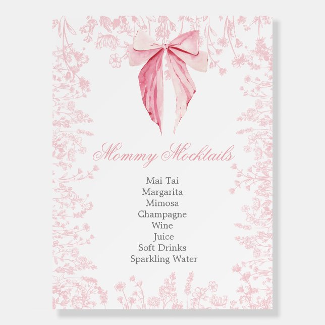 Pink Bow Favor tag Foam Board (Front)