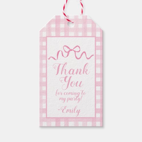 Pink Bow Favor Tags