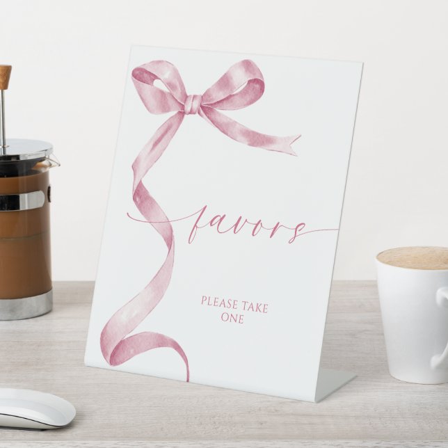 Pink Bow Favors  Pedestal Sign (In SItu)
