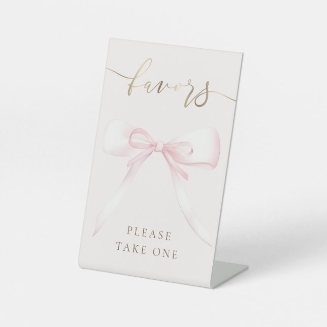 pink bow favors sign (Front)