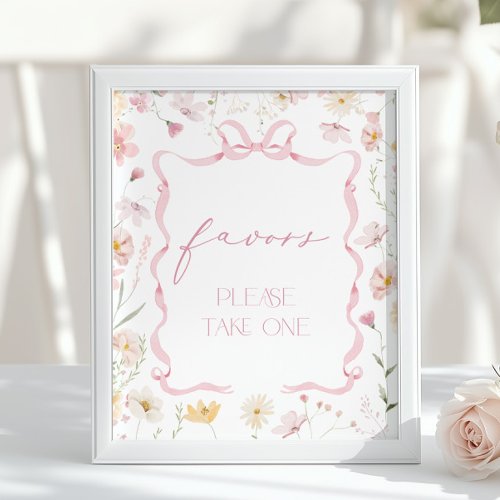Pink Bow Favors Wildflower Baby shower