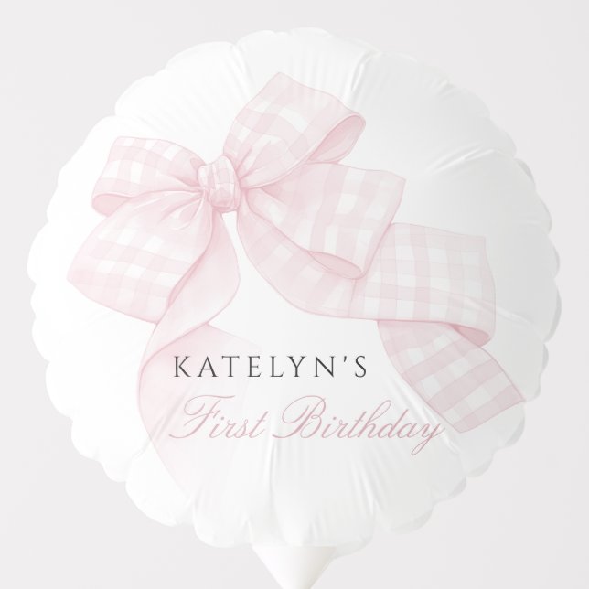 Pink Bow First Birthday Balloon (Front)