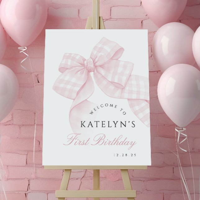 Pink Bow First Birthday Foam Board (Creator Uploaded)