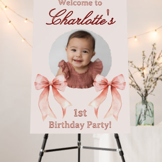 Pink Bow First Birthday! Foam Board
