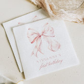 Pink Bow First Birthday Girl Welcome Sign