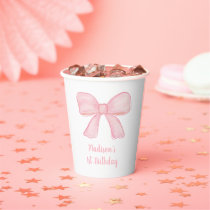 Pink Bow First Birthday Paper Cups