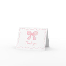Pink Bow First Birthday Thank You Card