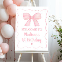 Pink Bow First Birthday Welcome Foam Board