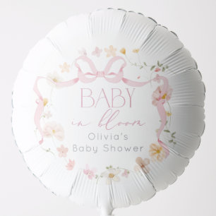  Pink Bow floral Baby in Bloom Baby Shower Balloon