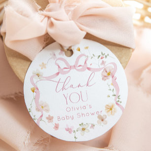Pink Bow floral Baby in Bloom Baby Shower Favor Tags