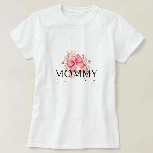 Pink Bow Floral baby shower T-Shirt (Design Front)