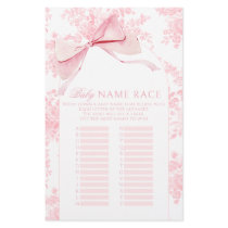 Pink Bow Floral Boho Baby Shower Name Race Game