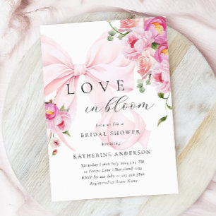 Pink Bow Floral Bridal Shower Invitation