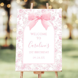 Pink Bow Floral Chinoiserie Birthday Foam Board