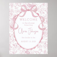 Pink Bow Floral Chinoiserie Bridal Shower Welcome