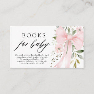 Pink Bow Floral Girl Baby Shower Books for Baby Enclosure Card