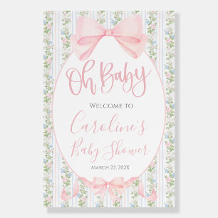 Pink Bow Floral Girl Preppy Coquette Baby Shower Foam Board