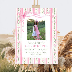 Pink Bow Floral Graduation Foam Board