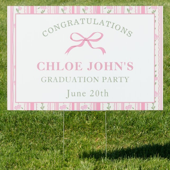 Pink Bow Floral Graduation Sign (Insitu)