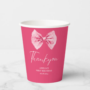 Pink Bow floral little miss Onederful birthday Paper Cups