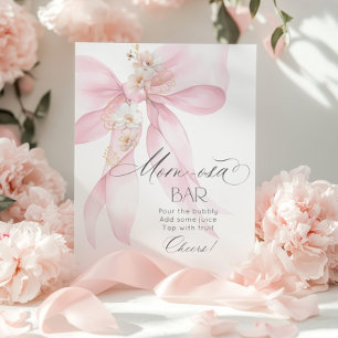 Pink Bow floral Momosa bar watercolor Poster