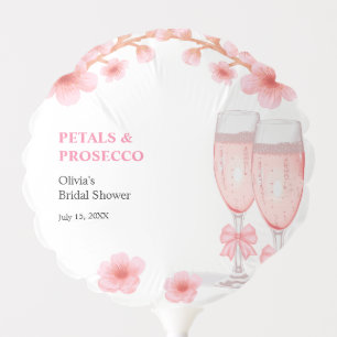 Pink Bow Floral Petals and Prosecco Bridal Shower Balloon