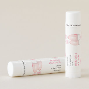 Pink Bow Floral Petals and Prosecco Bridal Shower  Lip Balm