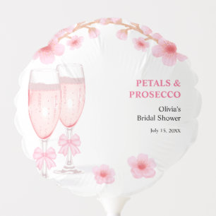 Pink Bow Floral Petals & Prosecco Bridal Shower  Balloon