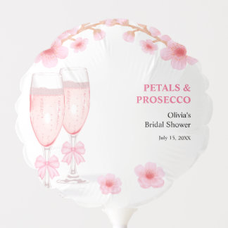 Pink Bow Floral Petals & Prosecco Bridal Shower  Balloon