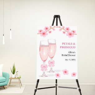 Pink Bow Floral Petals & Prosecco Bridal Shower  Foam Board