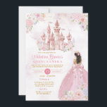 Pink Bow Floral Princess Royal Castle Quinceañera Invitation<br><div class="desc">Pink Bow Floral Princess Royal Castle Quinceañera 15 Anos Mexican Charra Birthday invitation</div>