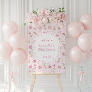 Pink Bow Floral Roses Vintage Baby Shower Foam Board