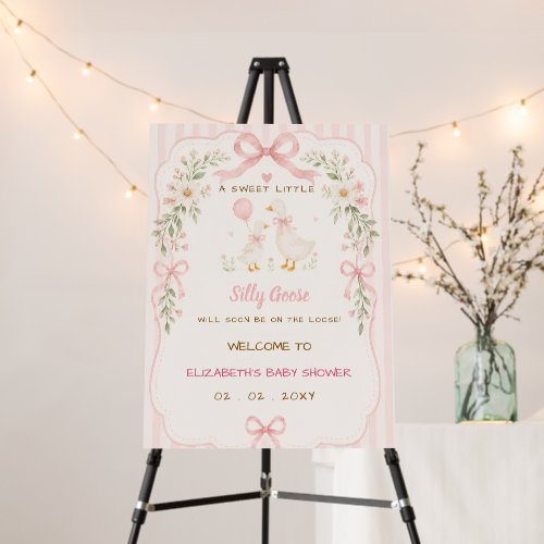 Pink Bow Floral Silly Goose Girl Baby Shower Foam Board