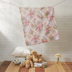 Pink Bow Floral Vintage Baby Blanket