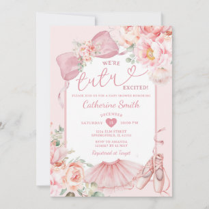Pink Bow Floral We're Tutu Excited Baby Shower Invitation