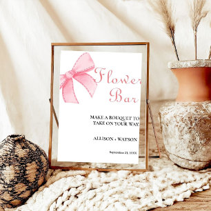 Pink Bow Flower bar sign bridal shower flower 