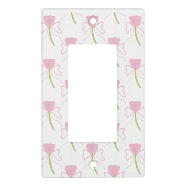 Pink Bow Flower Light Switch Cover – Cute & Femini (Front)