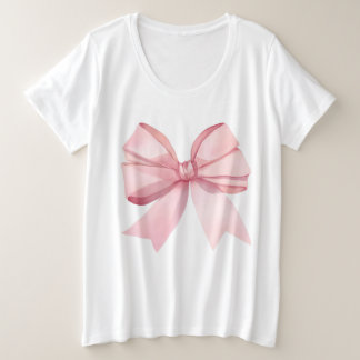 Pink Bow for Women Plus Size T-Shirt