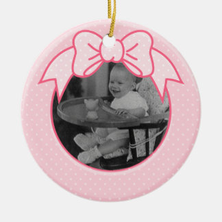 Pink Bow Frame Ceramic Ornament