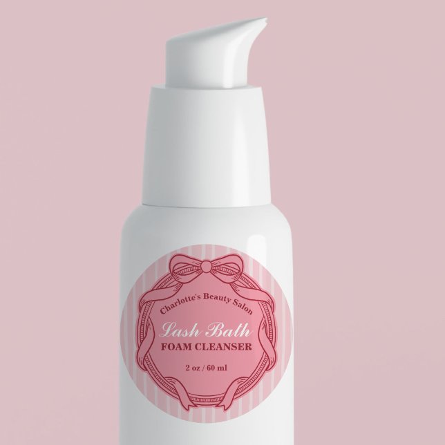 Pink Bow Frame Lash Bath Extensions Product Label (Pink Bow Frame Lash Bath Extensions Product Label)
