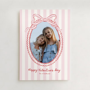 Pink Bow Frame Valentine’s Day Photo Card