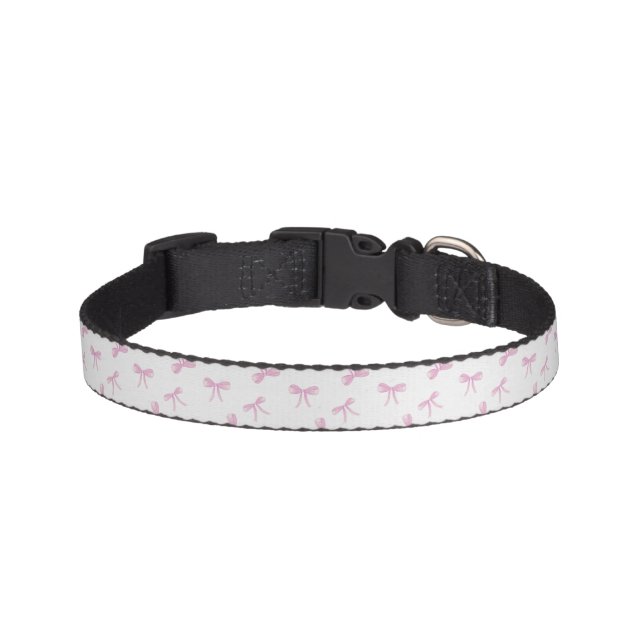 Pink bow Frilly Coquette girls' Pet Collar (Front)