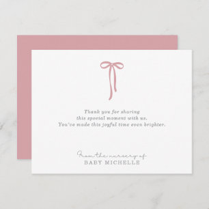 PINK Bow, from the nursery of, text card