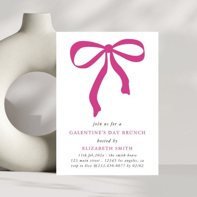 Pink Bow Galentines Day Brunch Invitation (Creator Uploaded)