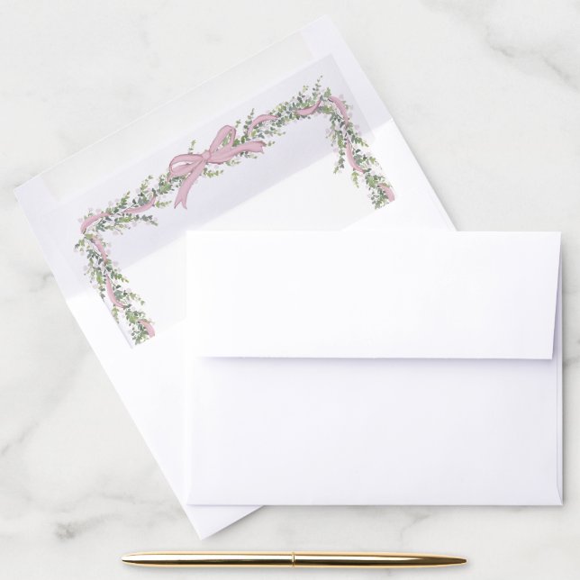Pink Bow Garland Envelope Liner (Desk)