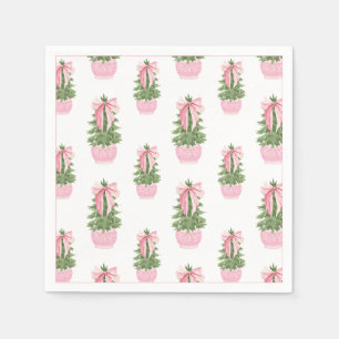 Pink Bow Ginger Jar Christmas Tree Napkins