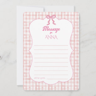 Pink Bow Gingham 1st Birthday Time Capsule Card