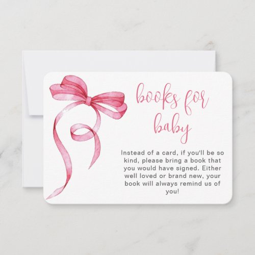 Pink Bow Gingham Books For Baby Enclosure  Card