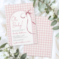 Pink Bow Gingham Girly Baby Shower