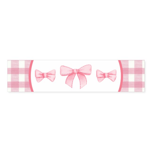 Pink Bow Gingham Napkin Band  (Unfolded)